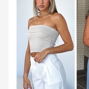 White Fox Boutique Beige Bandeau Top